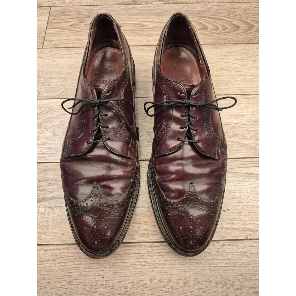 Allen Edmonds MacNeil Burgundy Leather Longwing Brogue Blucher‎ Dress Shoes 13 A